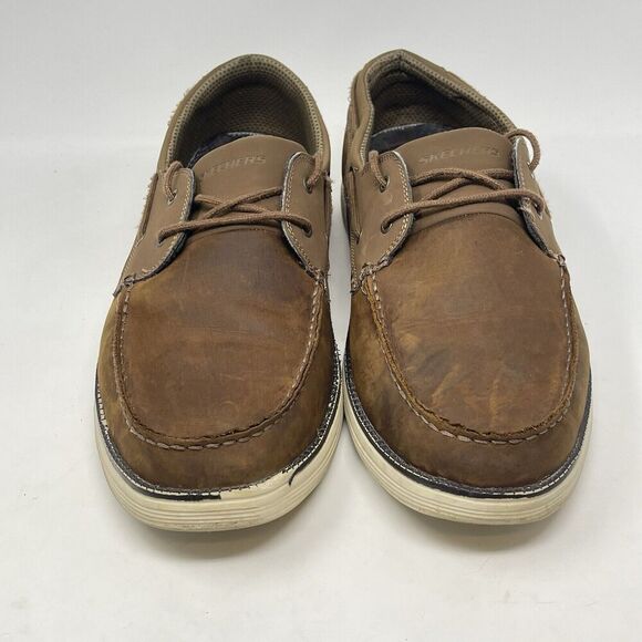 Skechers Status 2.0 Former Boat Shoes Mens 13 Brown Leather Loafer Lace Up Deck main image 12